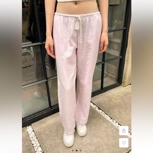 Brandy Melville Pink Stripe Linen Pants NWT